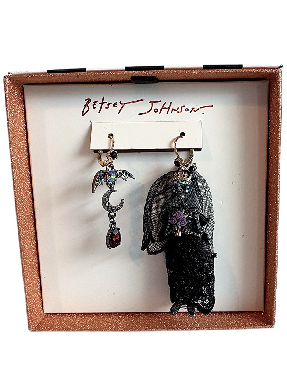 Betsey Johnson Dark Magic Mismatched Earrings NIB